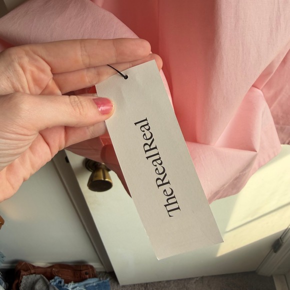 Staud Pink Puff Sleeve Square Neck Cotton Blend Mini Dress Size 6 - Picture 3 of 9